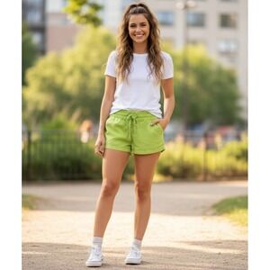 Mossimo‎ Linen Blend Drawstring Shorts Womens L Green Comfy Summer Beachy Casual